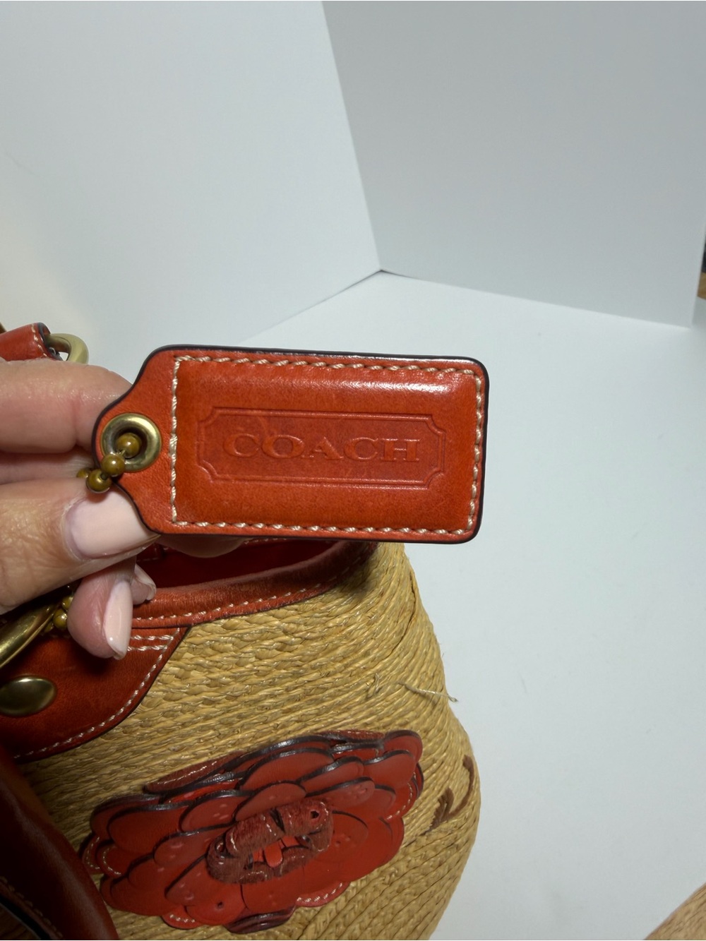 Coach Tote with Brown Leather Trim and Floral Charm 2008 - Picture 8 of 10